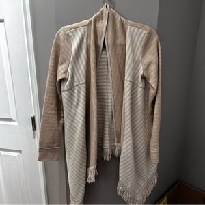 Anthropologie Saturday Sunday Cream & Tan Fringed Cardigan-Sm